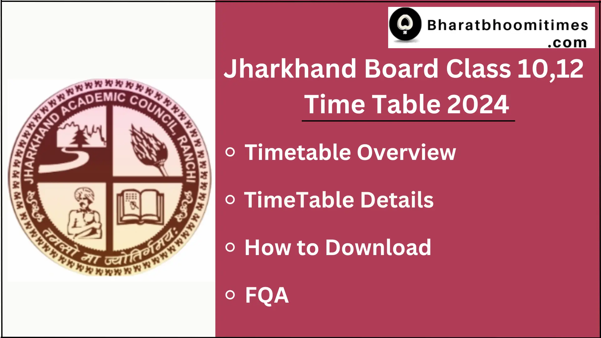 timetable for class 10 board exam 2024 jac