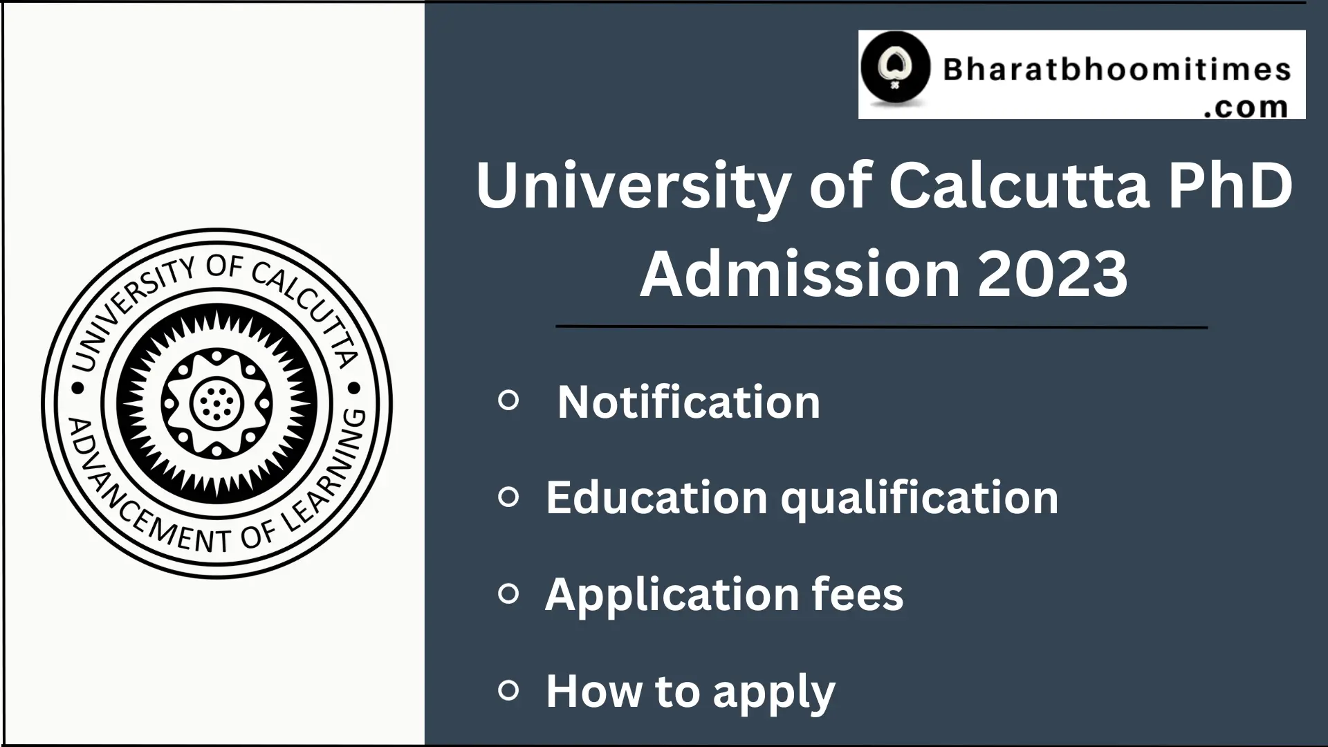 University of Calcutta PhD Admission 2023 (Open) Eligibility, Fees ...